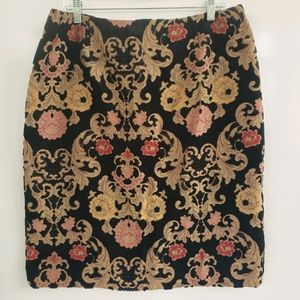 KATE HILL Tapestry on Black Skirt Size 14